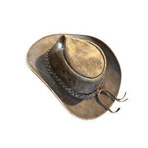 Brandslock Leather Outback-Style Cowboy Hat Size Medium
